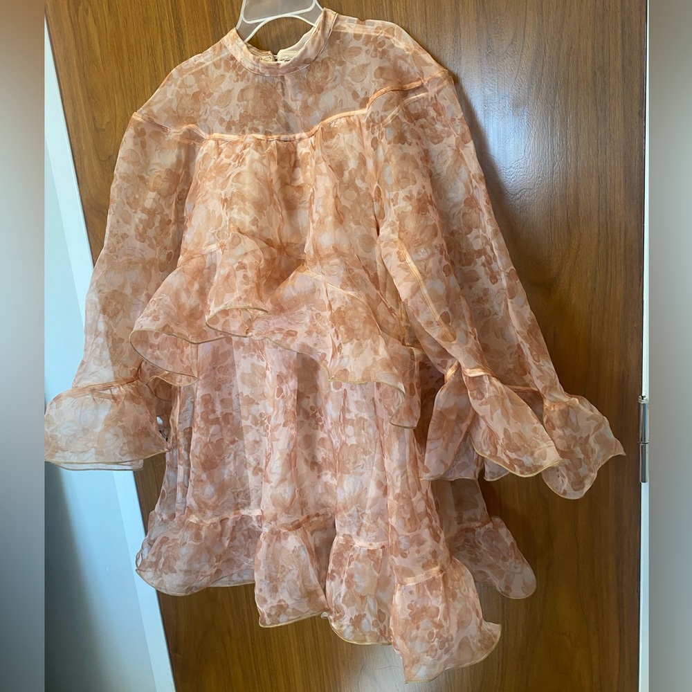 Floral Ruffle Dress - Peach - Picture 2 of 4
